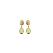 aquaforte mignon earrings with satin oval head and acid green  faceted venitian glass pendants image