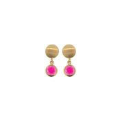 aquaforte mignon earrings with satin round head and fucsia faceted venitian glass pendants image