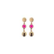 aquaforte mignon earrings with satin round head, fucsia faceted venitian glass and polished pendants elements image