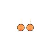 aquaforte mignon leverback earrings with 16mm round orange red  faceted venitian glass image