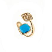 aquaforte aquacaramelle reverse ring with petroleum  faceted venitian glass. adjust. sizes image