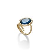 aquaforte caramelle ovali ring with blue  faceted venitian glass image