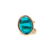 aquaforte caramelle marine ovali ring with vertical oval dark petrol  faceted venitian glass image