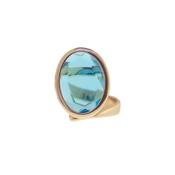 aquaforte caramelle marine ovali ring with vertical oval light petrol  faceted venitian glass image