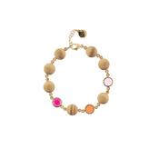 aquaforte mignon bracelet with round satin elements and red tones  faceted venitian glass