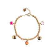 aquaforte mignon multiples dice bracelet with round satin and polished elements and charms with red tones g faceted venitian glass image