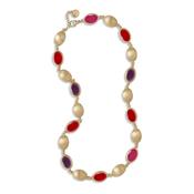 aquaforte caramelle ovali precious necklace with red tones faceted venitian glass image