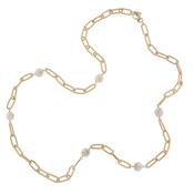 aquaforte perle chic long necklace with baroque pearls and oval brushed elements image