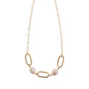 aquaforte perle chic necklace with baroque pearls ,oval brushed elements and chain image