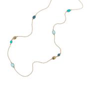 aquaforte caramelle marine ovali long necklace with oval silver elements and faceted glass in shades of petrolo necklace