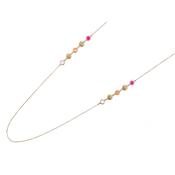 aquaforte mignon long chain necklace with satin round elements and red tones faceted venitian glass image