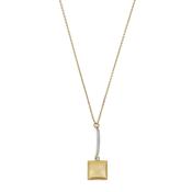 aquaforte i bicolore  brushed small square with curved encrusted cz pendant