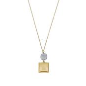 aquaforte i bicolore  brushed large square with round encrusted cz pendant