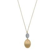 aquaforte i bicolore  brushed large oval with oval encrusted cz pendant