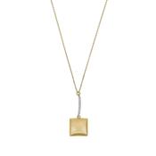 aquaforte i bicolore  brushed large square with curved encrusted cz pendant