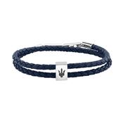 maserati jewels leather stainless steel bracelet black leather blue 38+3cm