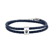 maserati jewels leather stainless steel bracelet black leather blue 38+3cm