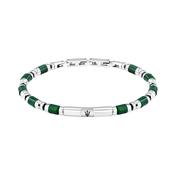 maserati jewels iconic bracelet green agate &amp; ip black 18.5+3cm