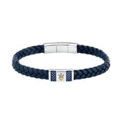 maserati jewels recycled leather bracelet steel yg+blue 19+1cm