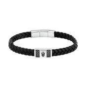maserati jewels recycled leather braceelet steel gun metal 19+1cm