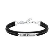 maserati jewels leather bracelet stainless steel black recycled leather black 19+3cm image