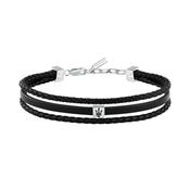 maserati jewels leather bracelet stainless steel black recycled leather black 19+3cm image