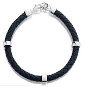 boys leather bracelet  with 3 silver rings image