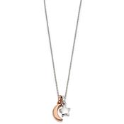 collette rose gold plated double star &amp; moon necklace
