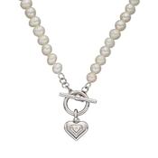 ophelia  pearl tbar necklace with diamond heart charm image