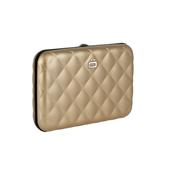ogon quilted button rose gold card holder  metal lock  quilted aluminium image