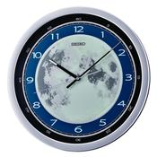 seiko quartz luminous moon dial silver wall clock