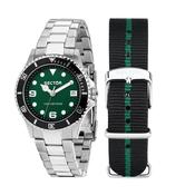sector 230 35mm 3h green dia stainless steel bracelet bla+green st