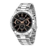 sector chronograph stainless steel black dial bracelet watch