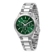 sector quartz multi function stainless steel green dial bracelet watch