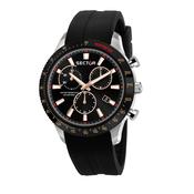 sector  270 45mm chronograph black dial black silicone strap watch