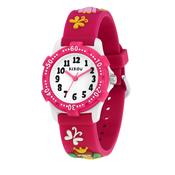 kikou kids hobby scuba white dial with pink plastic strap
