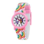 kikou kids cartoon white dial with unicorn plastic rainbow strap