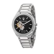 maserati stile 42mm auto black dial br ss