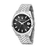 maserati attrazione 43mm 3h black dial stainless steel bracelet image