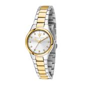 maserati attrazione 30mm 3h silver dial stainless steel &amp; yellow gold bracelet
