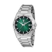 maserati velocit� slim 40mm 3h black+green dial stainless steel bracelet image