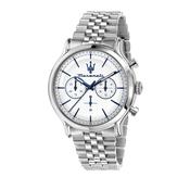 maserati epoca 42mm chr white silver dial ss bracelet