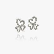 earring with stoneset outline of 3 different size hearts image