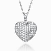 sterling silver heart with full zirconia covering and beveled outline image