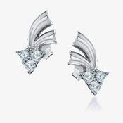 stud with a plain silver triangle and 3 white stones attached to that image