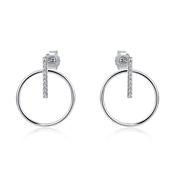 circle earrings with fully stoneset intersecting line of cubic zirconia in sterling silver image