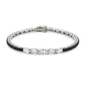 cubic zirconia and onyx link bracelet in sterling silver image