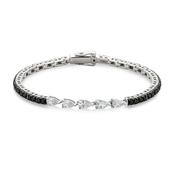 sterling silver link bracelet with cubic zirconia and onyx stonesetting image