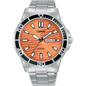 lorus quartz gents stainless steel orange dial bracelet watch