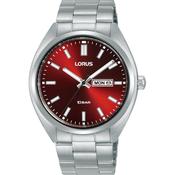 lorus quartz gents stainless steel red dial bracelet watch image